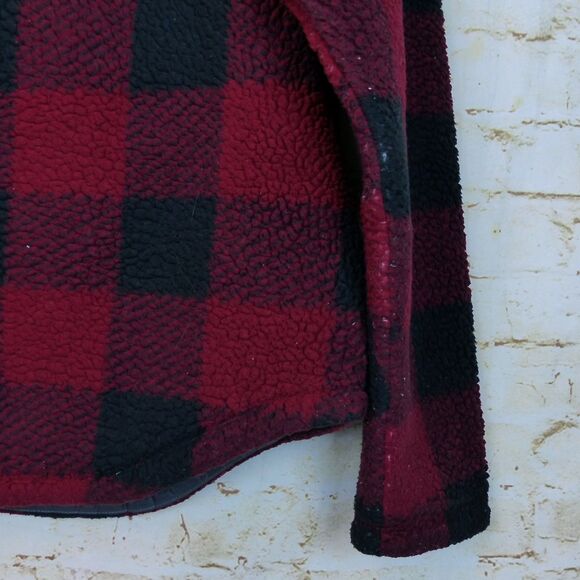 Columbia Shirt Jacket Women M Red Buffalo Plaid Checks South End Sherpa Shacket - Picture 7 of 11